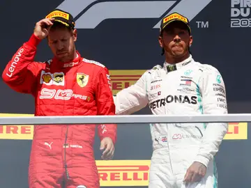 Vettel y Hamilton, en el podio del GP de Canadá Vettel y Hamilton, en el podio del GP de Canadá