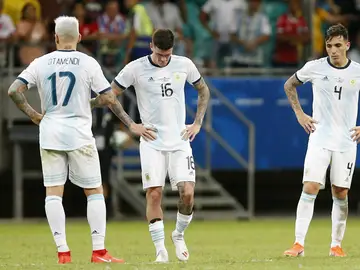 Los jugadores de Argentina, cabizbajos Los jugadores de Argentina, cabizbajos