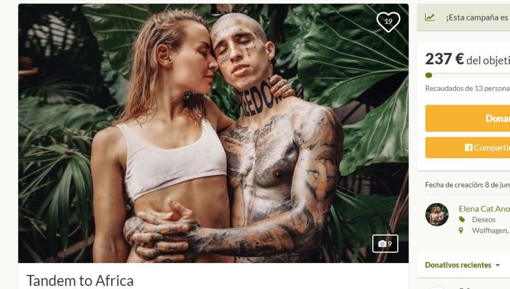 Página de GoFundMe de la pareja de 'instagramers'