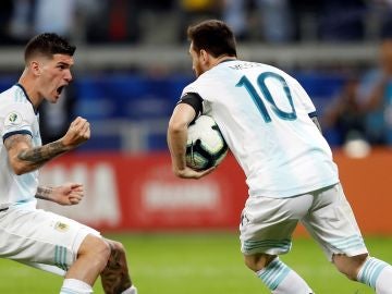 Leo Messi, tras anotar su gol ante Paraguay