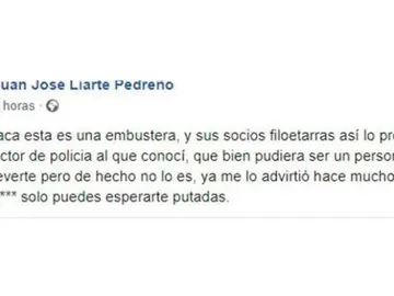 Captura de la publicación en la que un dirigente de Vox llama "puta" a Dolores Delgado Captura de la publicación en la que un dirigente de Vox llama "puta" a Dolores Delgado