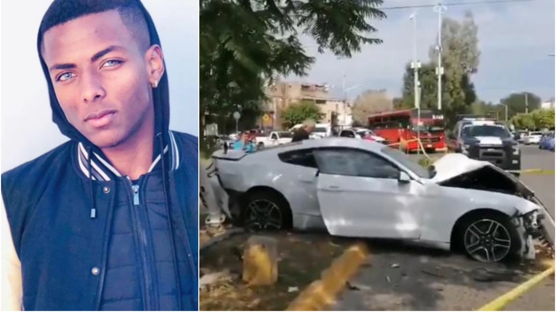 Joao Maleck y su vehículo accidentado Joao Maleck y su vehículo accidentado