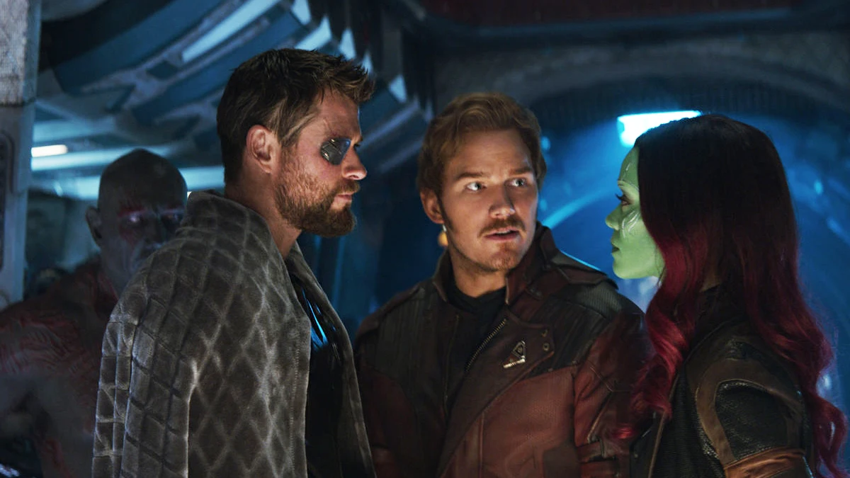Chris Hemsworth, Chris Pratt y Zoe Saldana en 'Vengadores: Infinity War' Chris Hemsworth, Chris Pratt y Zoe Saldana en 'Vengadores: Infinity War'