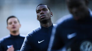 Pogba, durante un entrenamiento con Francia