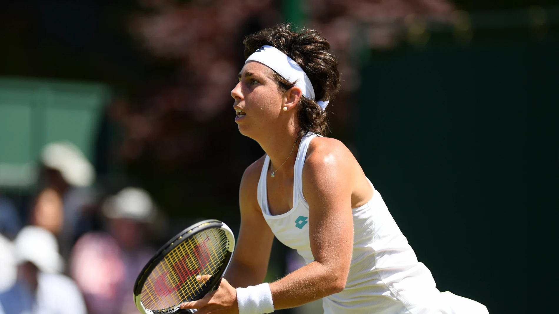 Carla Suárez durante un partido en Wimbledon Carla Suárez durante un partido en Wimbledon
