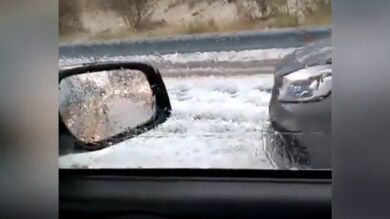 Problemas para el tráfico por granizo en Castilla y León