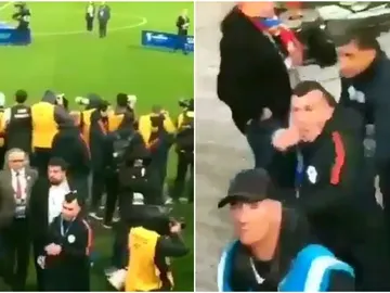 Medel se encara con un aficionado tras el partido ante Argentina Medel se encara con un aficionado tras el partido ante Argentina