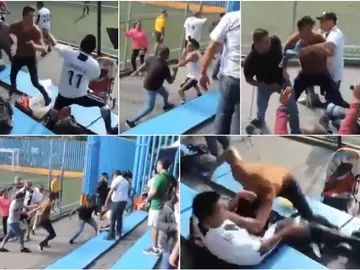 Lamentable pelea en la grada durante un partido de niños Lamentable pelea en la grada durante un partido de niños