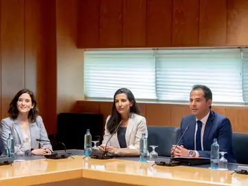 Díaz Ayuso, Rocío Monasterio e Ignacio Aguado reunidos Díaz Ayuso, Rocío Monasterio e Ignacio Aguado reunidos