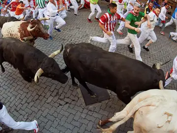 Sentada en el encierro de San Fermín Sentada en el encierro de San Fermín