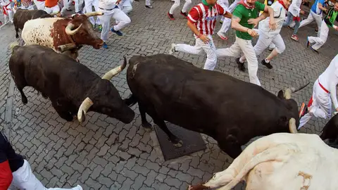 Sentada en el encierro de San Fermín Sentada en el encierro de San Fermín