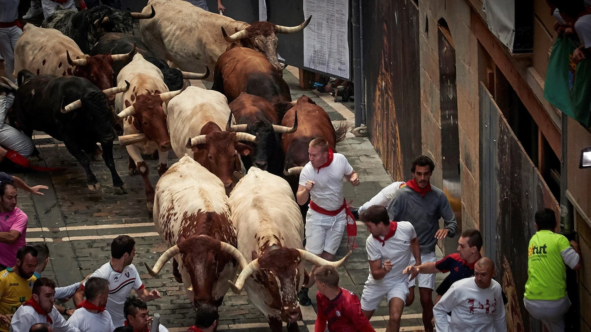 Uno de los encierros de San Fermín, en Pamplona 2019 Uno de los encierros de San Fermín, en Pamplona 2019