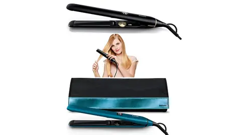 Plancha Philips Pro en negro y azul Plancha Philips Pro en negro y azul