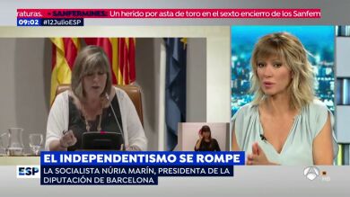 Tenso encuentro entre Neus Munté y un manifestante por la elección de la presidenta de la Diputación de Barcelona