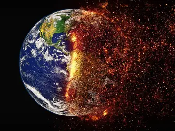 Representación de la Tierra expuesta al calentamiento global Representación de la Tierra expuesta al calentamiento global