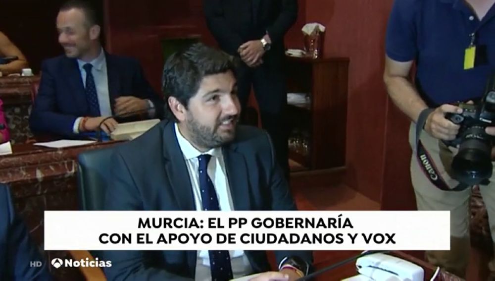 López Miras será investido con los votos de Ciudadanos y Vox
