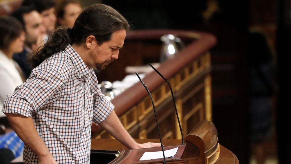 Pablo Iglesias en el debate de investidura de Pedro Sánchez