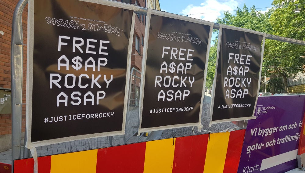 Cartel que pide la liberación del rapero A$AP Rocky
