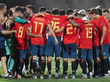 La Selección de España sub 19 en el partido de semifinales 