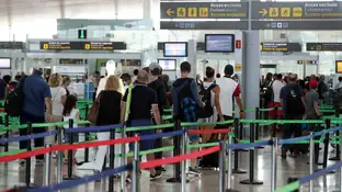 Colas en el control de seguridad del aeropuerto del Prat Colas en el control de seguridad del aeropuerto del Prat