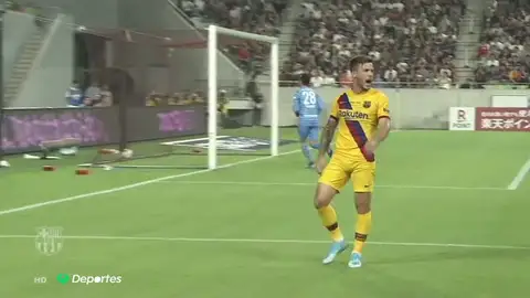 Dos goles de Carles Pérez le dan al Barcelona la primera victoria de la pretemporada ante el Vissel Kobe de Iniesta Dos goles de Carles Pérez le dan al Barcelona la primera victoria de la pretemporada ante el Vissel Kobe de Iniesta