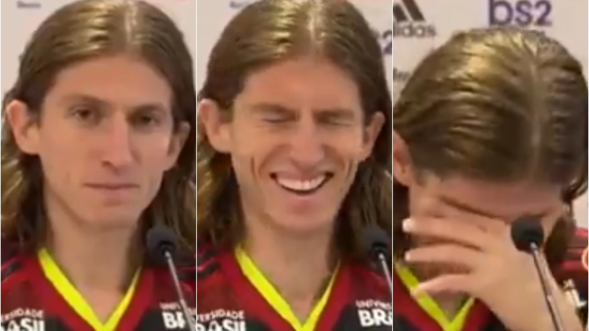 Filipe Luis, durante la rueda de prensa con el Flamengo Filipe Luis, durante la rueda de prensa con el Flamengo