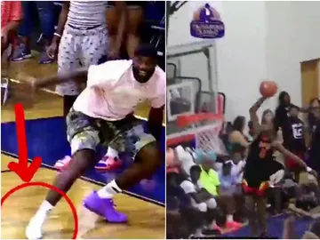 LeBron, tras el mate de su hijo LeBron, tras el mate de su hijo