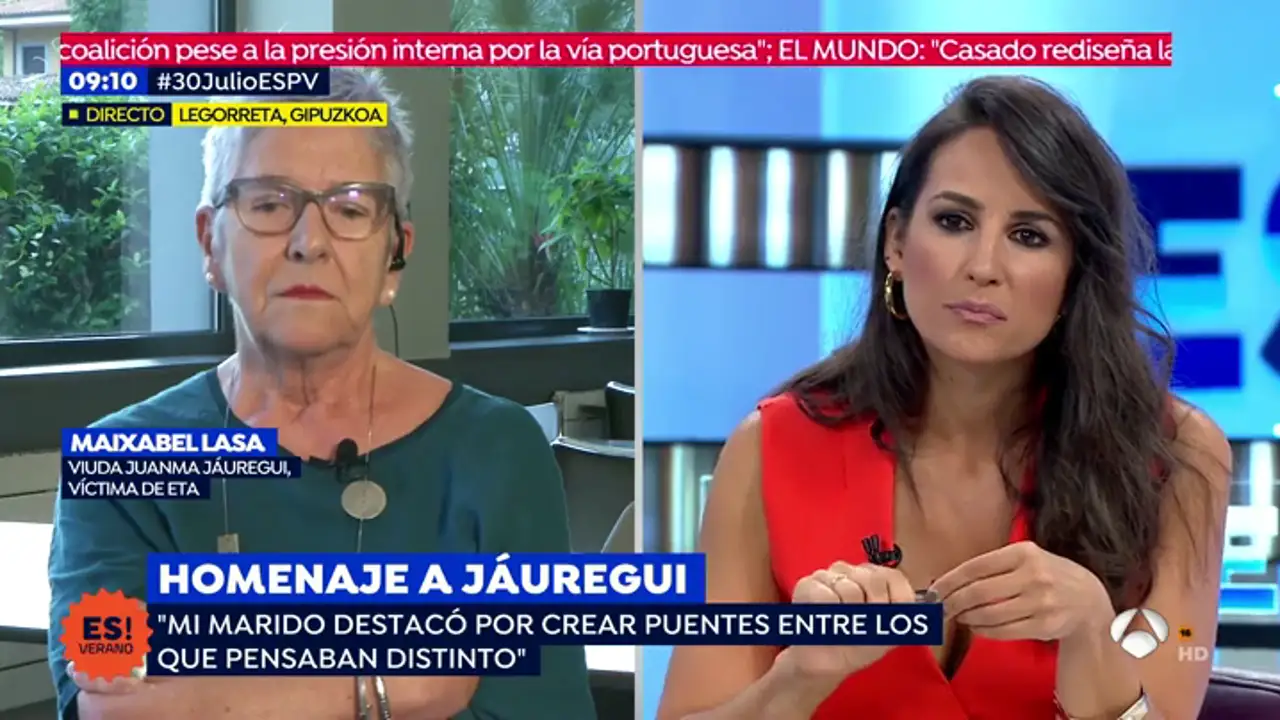 La viuda de Jáuregui: "Uno de los terroristas que mató a mi marido me escribió un mensaje sintiéndolo mucho"