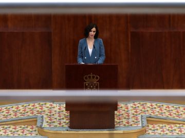 Isabel Díaz Ayuso durante su discurso de investidura en la Asamblea de Madrid