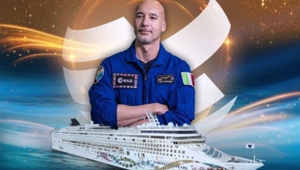 Cartel promocional de la sesión de Luca Parmitano desde el espacio.