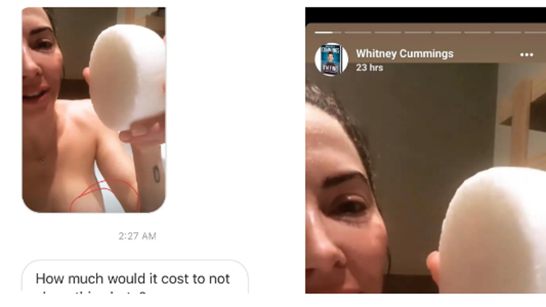 Varios chantajistas extorsionaban a Whitney Cummings con esta foto de su pezón y le pedían dinero Varios chantajistas extorsionaban a Whitney Cummings con esta foto de su pezón y le pedían dinero
