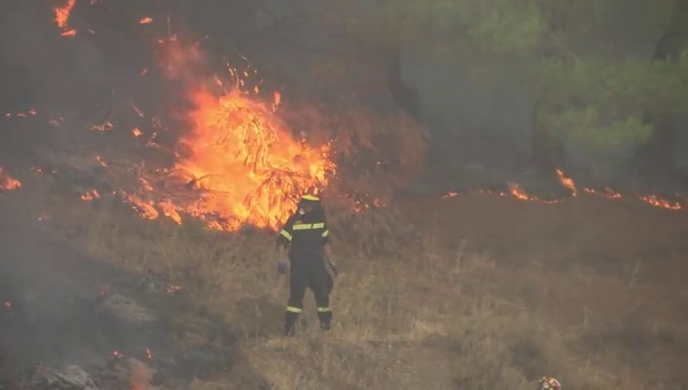 Los bomberos continúan luchando por extinguir el incendio en la isla griega de Eubea