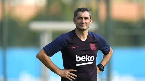Ernesto Valverde, durante un entrenamiento Ernesto Valverde, durante un entrenamiento