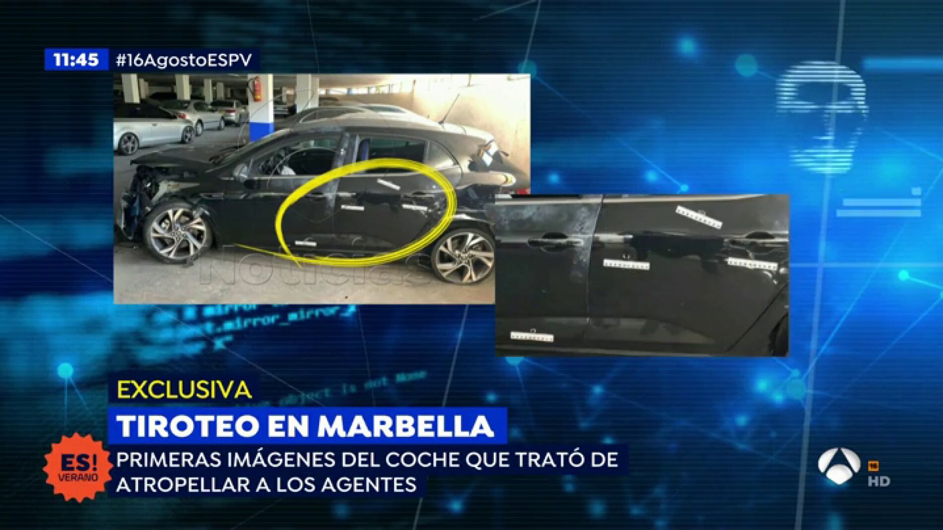 Primeras im&aacute;genes del coche del tiroteo de Marbella