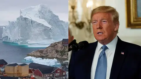 Paisaje groenlandés y el presidente Donald Trump Paisaje groenlandés y el presidente Donald Trump