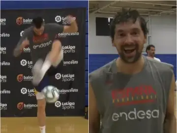 La selección española de baloncesto se divierte jugando al fútbol La selección española de baloncesto se divierte jugando al fútbol
