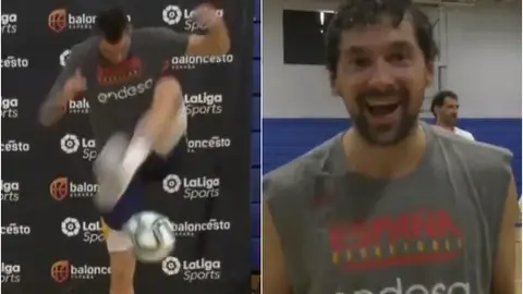 La selección española de baloncesto se divierte jugando al fútbol La selección española de baloncesto se divierte jugando al fútbol