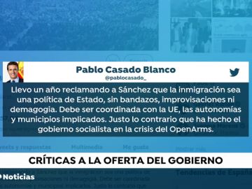 Casado, Colau y Moreno Bonilla critican la actuación del gobierno con el Open Arms