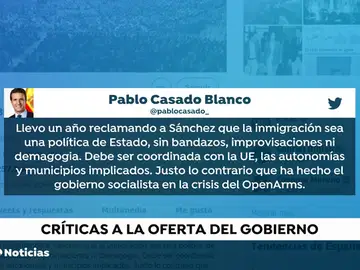 Casado, Colau y Moreno Bonilla critican la actuación del gobierno con el Open Arms Casado, Colau y Moreno Bonilla critican la actuación del gobierno con el Open Arms