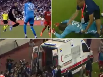 Terrible choque entre el portero y el delantero en Turquía Terrible choque entre el portero y el delantero en Turquía