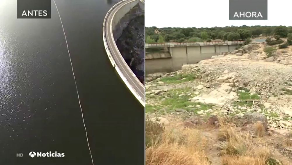 Un pantano antes y después de la sequía