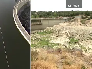Un pantano antes y después de la sequía Un pantano antes y después de la sequía