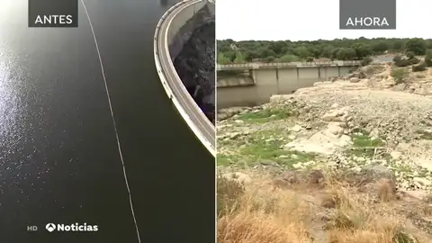 Un pantano antes y después de la sequía Un pantano antes y después de la sequía