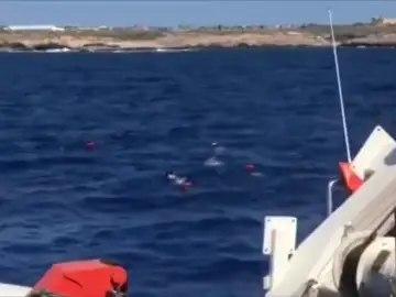 Nueve inmigrantes del Open Arms saltan al mar para llegar a nado a Lampedusa Nueve inmigrantes del Open Arms saltan al mar para llegar a nado a Lampedusa