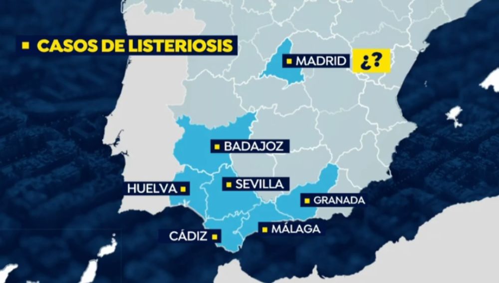 Mapa de afectados por listeriosis