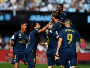 El Real Madrid celebra un gol frente al Celta 