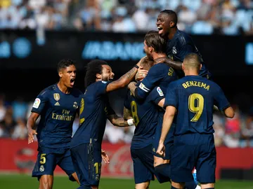 El Real Madrid celebra un gol frente al Celta El Real Madrid celebra un gol frente al Celta