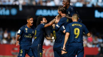 El Real Madrid celebra un gol frente al Celta 