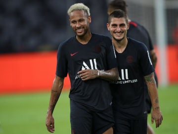 Neymar y Verratti en un entrenamiento