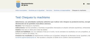 Test Chequea tu Machismo alojado en la web del Ayuntamiento de Jerez